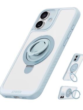 Anker Light Blue Magnetic Ring Clear Bumper Phone Case